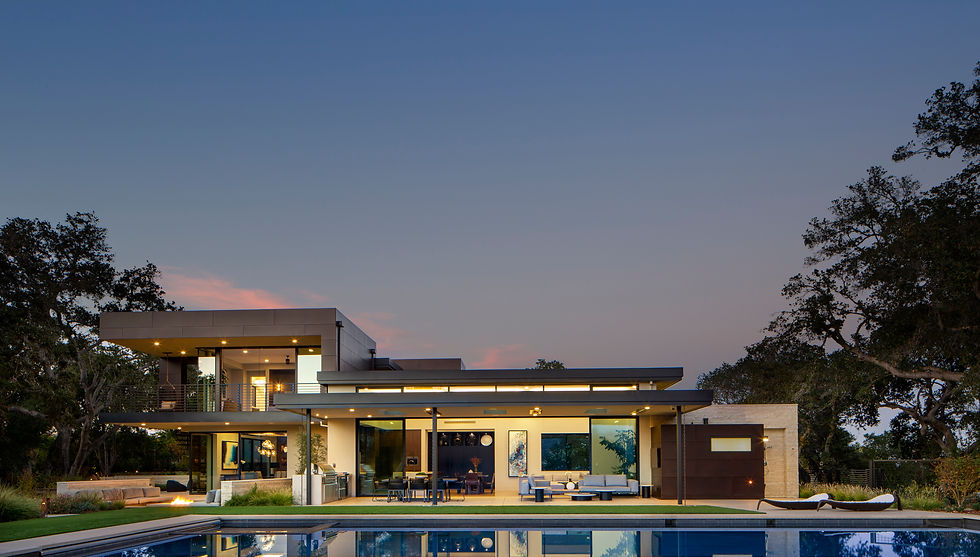 Photograph of a luxurious pool at night