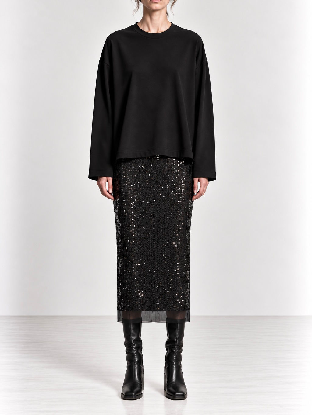 NINA Jupe en sequins noir