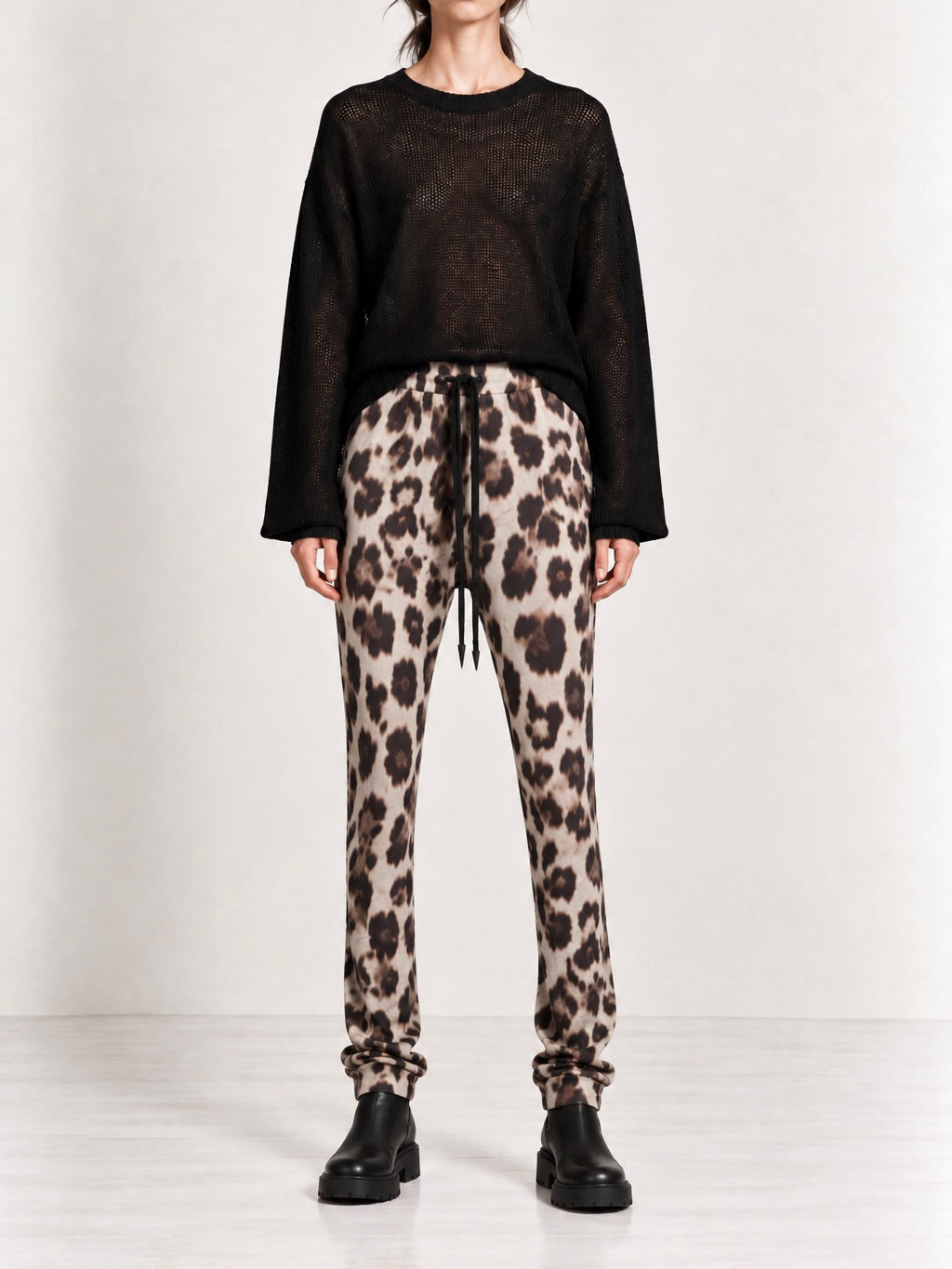 YUMAN — Drop Crotch Pants /léopard Silk
