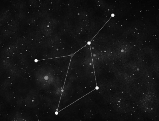 Constellation outline against a starry background with Soma's Voyage Astrol.