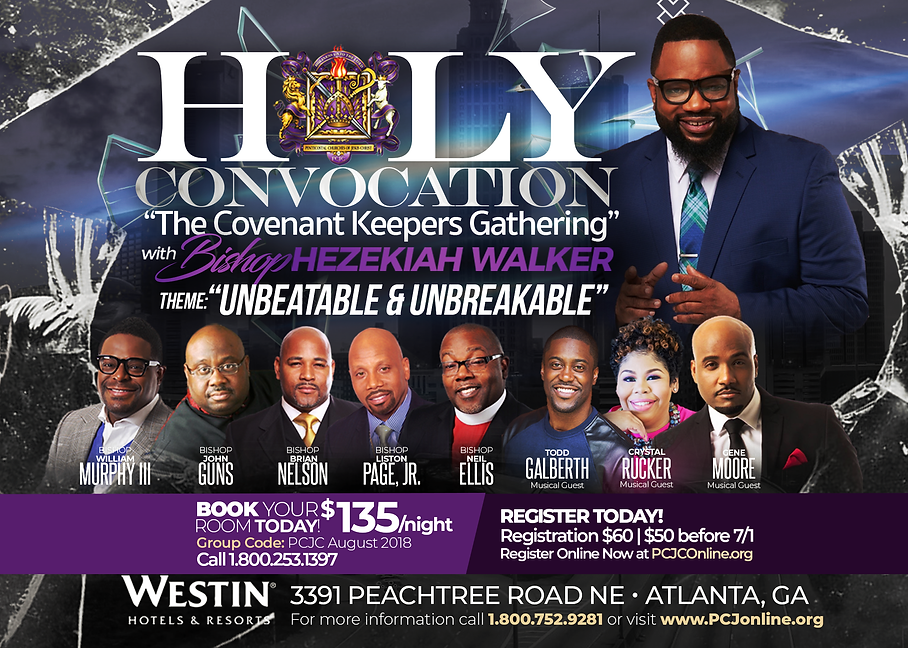 pcjc online with bishop hezekiah walker holy convocation flyers