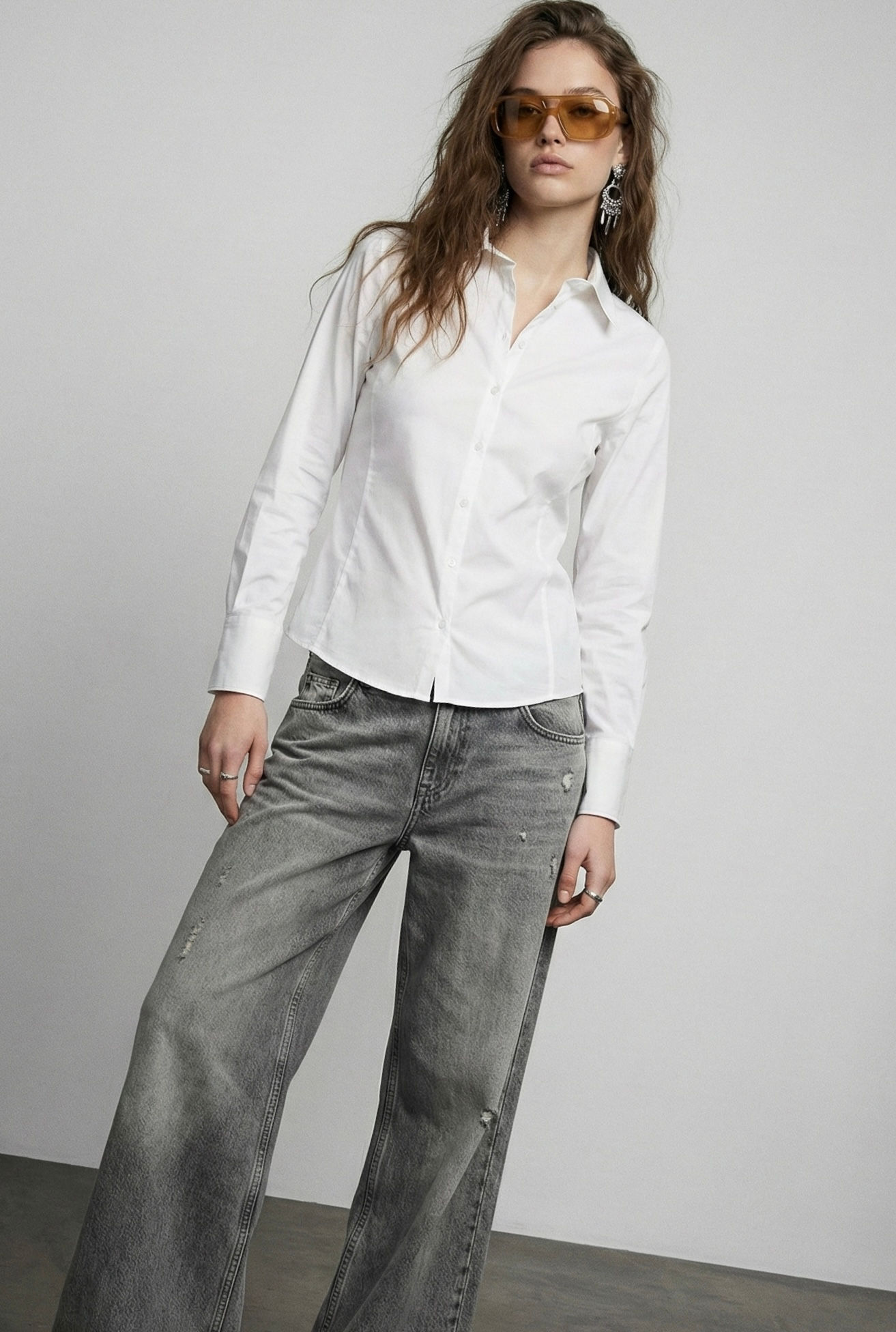 Belden Oturmalı Basic Gömlek Ekru