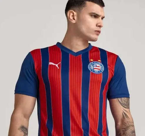 Camisa Bahia Reserva 25/26 - Torcedor Puma Masculina - Azul e vermelha