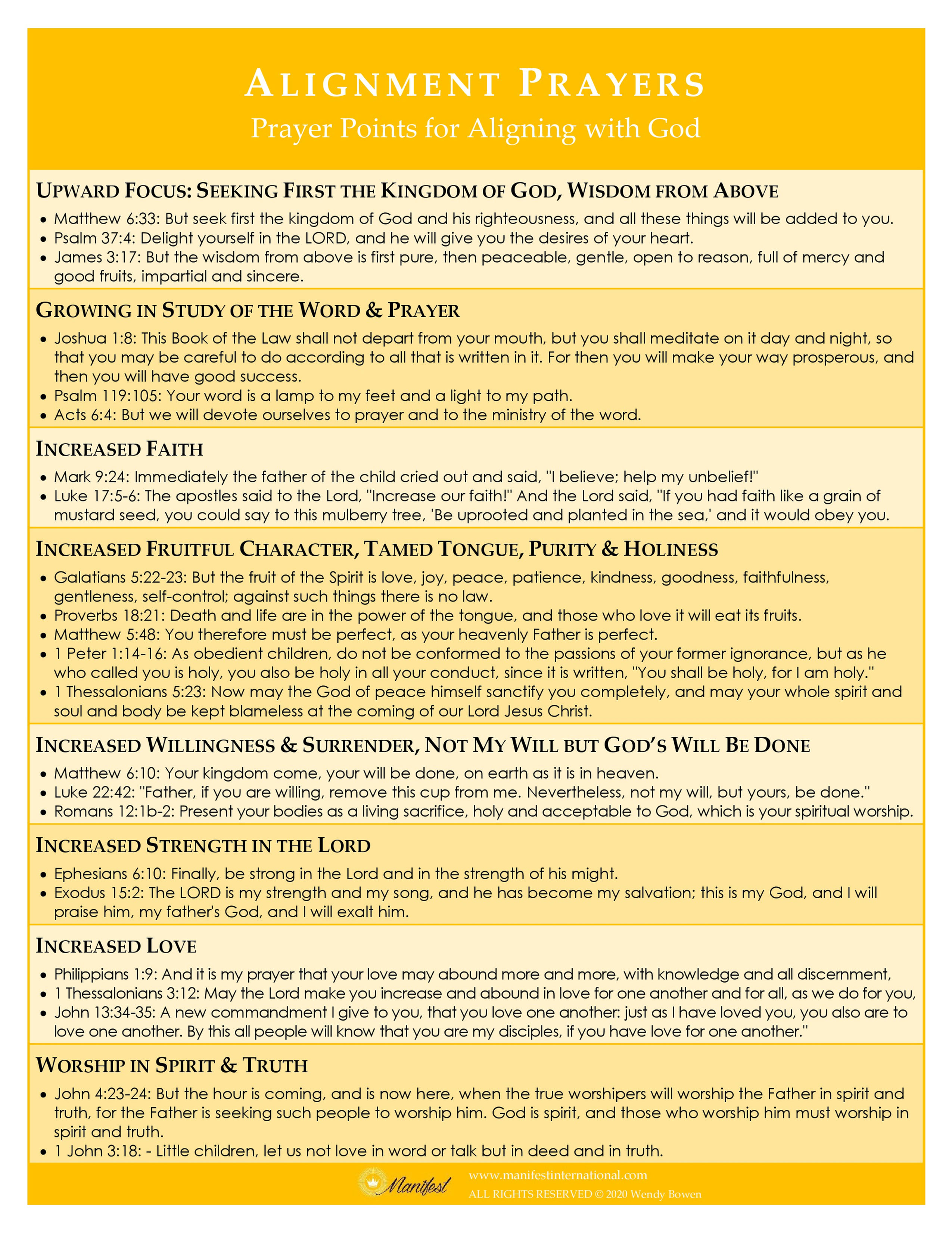 Prayer Guide Alignment Prayers & Prayers for Service