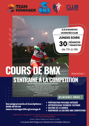 Cours de BMX S'entraine à la Compétition des Jeudis soirs