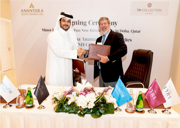 Minor Hotels has signed a partnership agreement with Samrya Hospitality with their NH Collection brand for The Vyra and the renowned brand Anantara for The Plaza Doha.