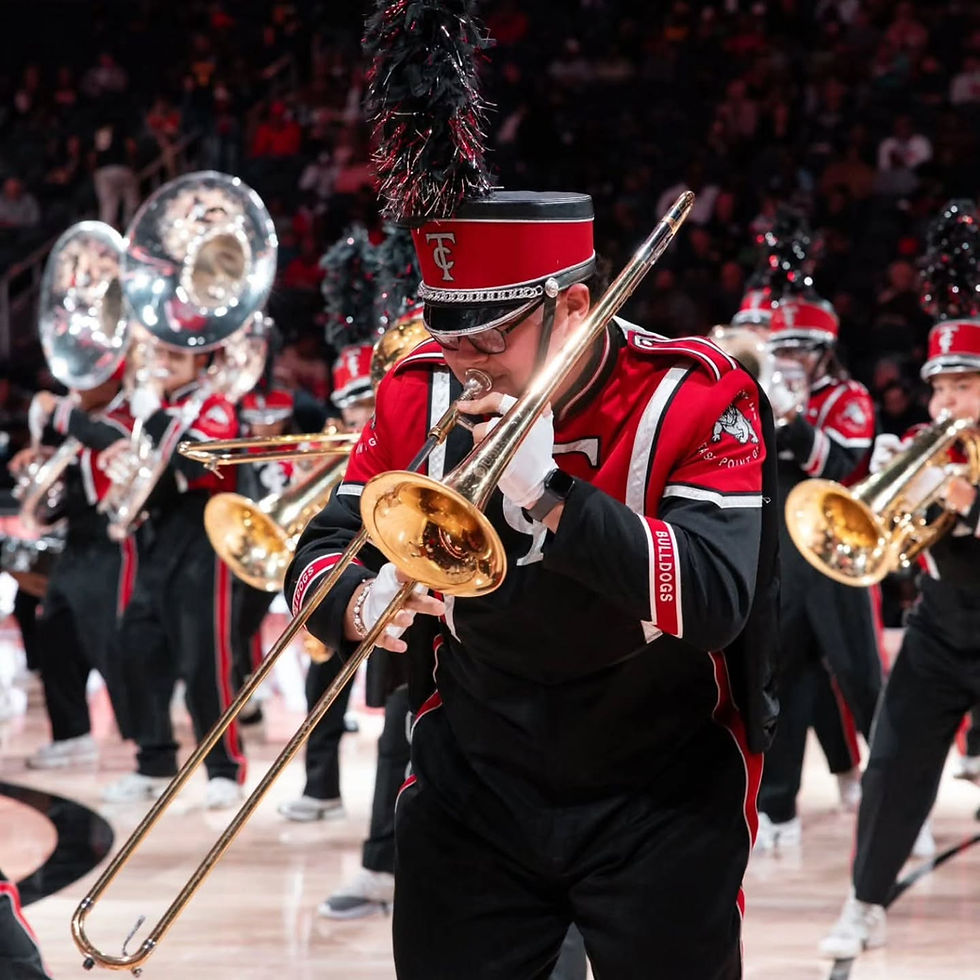 Close-up view of Tri-Cities performers on stage during Outkast Night at the Atlanta Hawks game