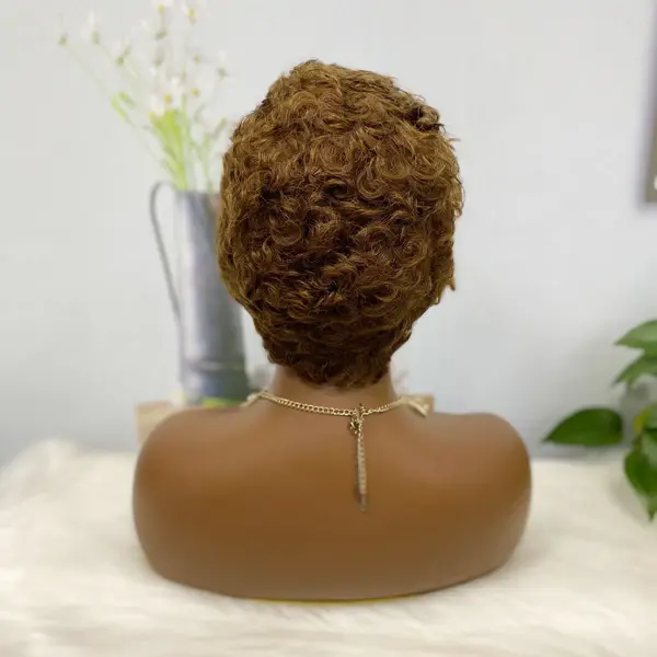 Thumbnail: 13*4 Lace Wig Sasson996 Curly Human Hair Lace Wigs Brown Color 4#