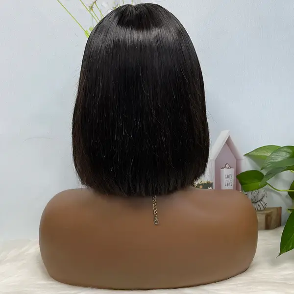 Thumbnail: Fringe SDD 2*6 Lace Bob Wig Human Hair Lace Wig Color NC Straight