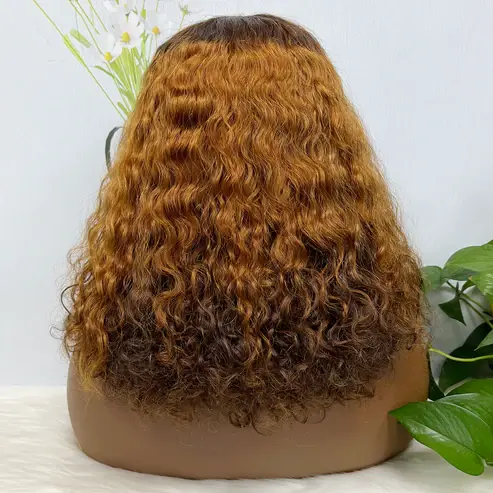 Thumbnail: Double Drawn 5x5 Glueless Wig Water Wave Natural Human Hair Lace Wig Ombre Color