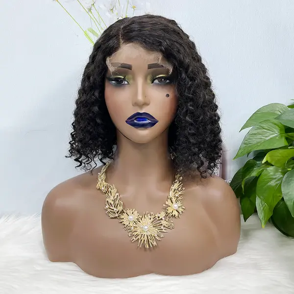 Thumbnail: 5*5 HD Lace Wig Jerry Curl Natural Human Hair Lace Wigs Color NC 350% Density 12