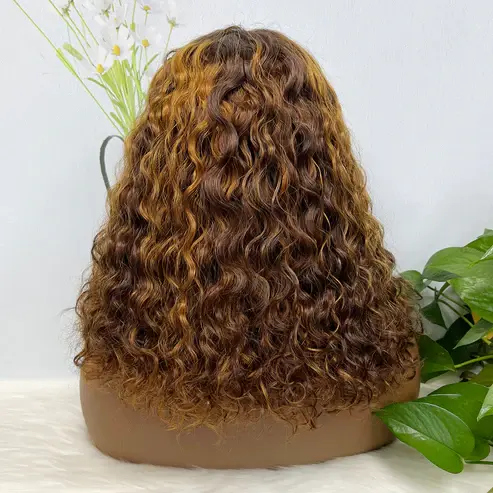Thumbnail: Double Drawn 5x5 Glueless Wig Water Wave Natural Human Hair Lace Wig Ombre Color