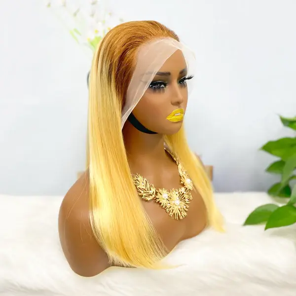 Thumbnail: Double Drawn 13*4 BoB Straight Wigs Color T4/27# 250% Density