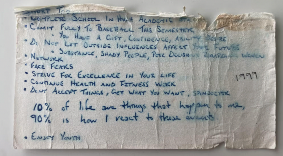 My first goals card circa 1999