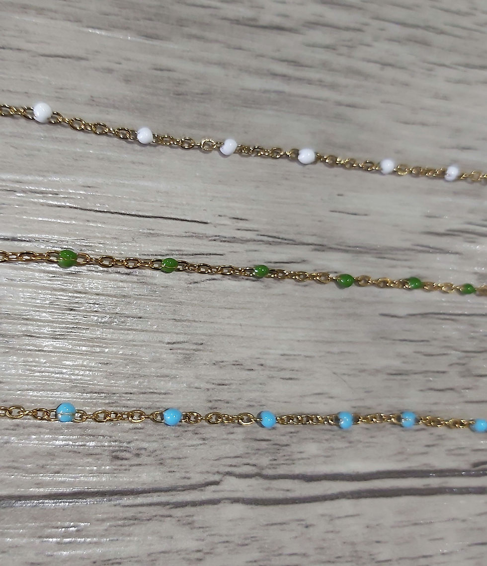 Miniature : Bracelets chaînettes perle de couleurs 