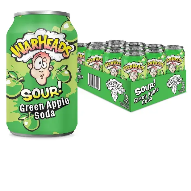 Warheads Sour Green Apple Soda12 oz Can