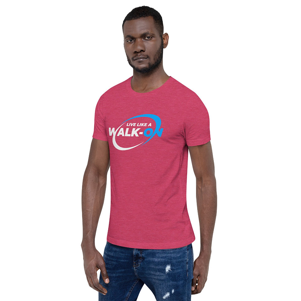 Thumbnail: Live Like A Walk-On Unisex t-shirt (Blue and White Logo)