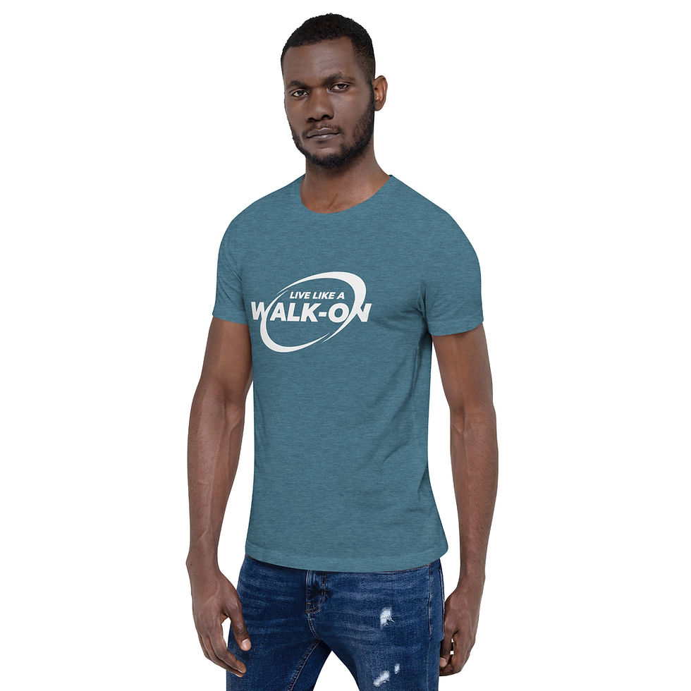 Thumbnail: Live Like A Walk-On Unisex t-shirt (White Logo)
