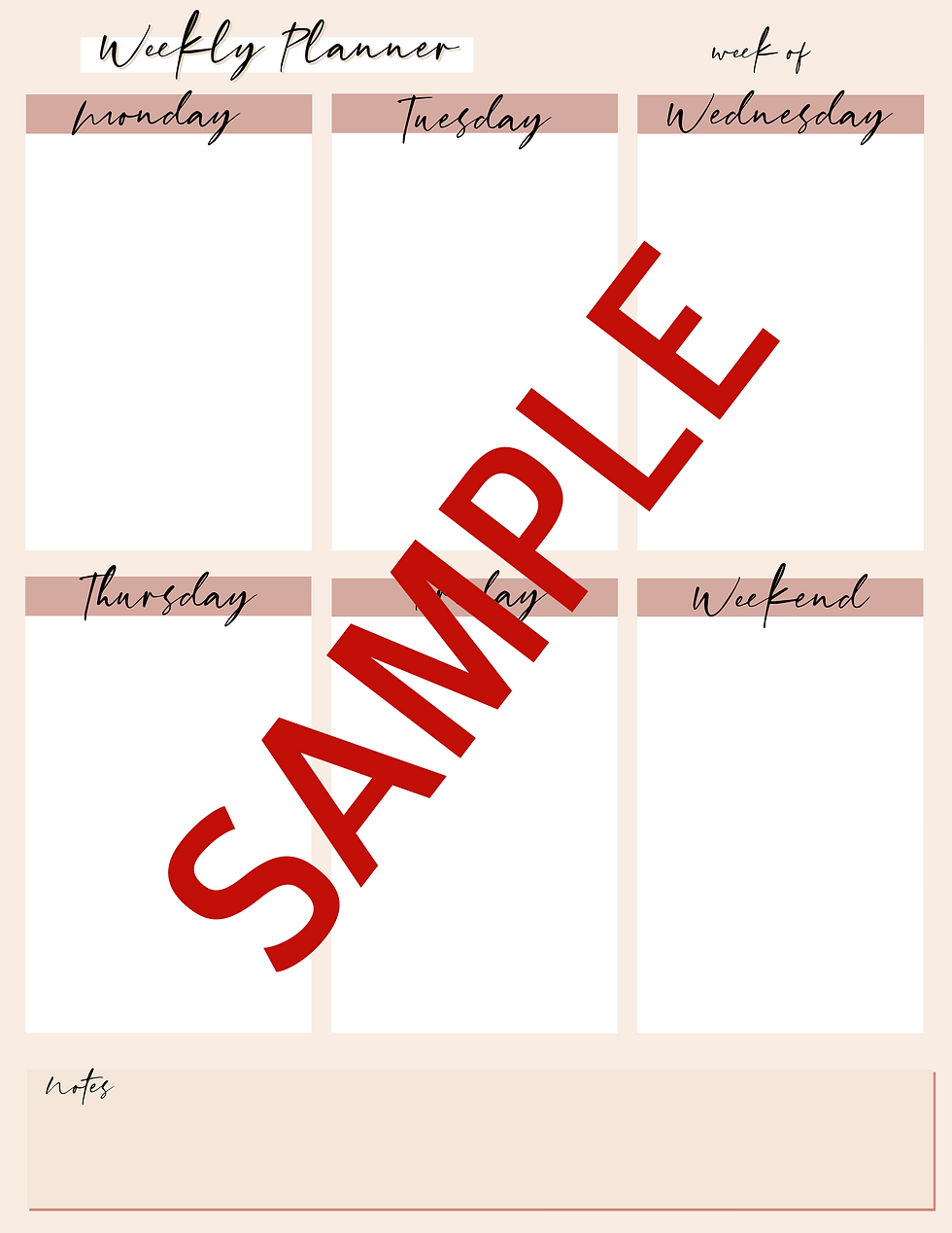 Thumbnail: Fillable Weekly Planner PDF - Design 1