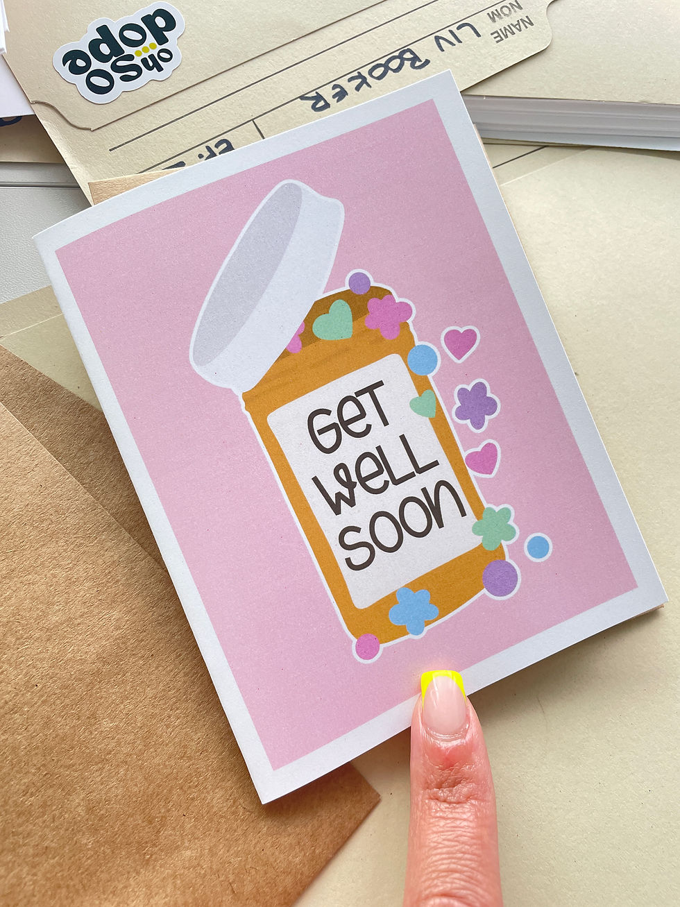 Thumbnail: Get Well Soon, Happy Pill Bottle - Feel Better Greeting Card