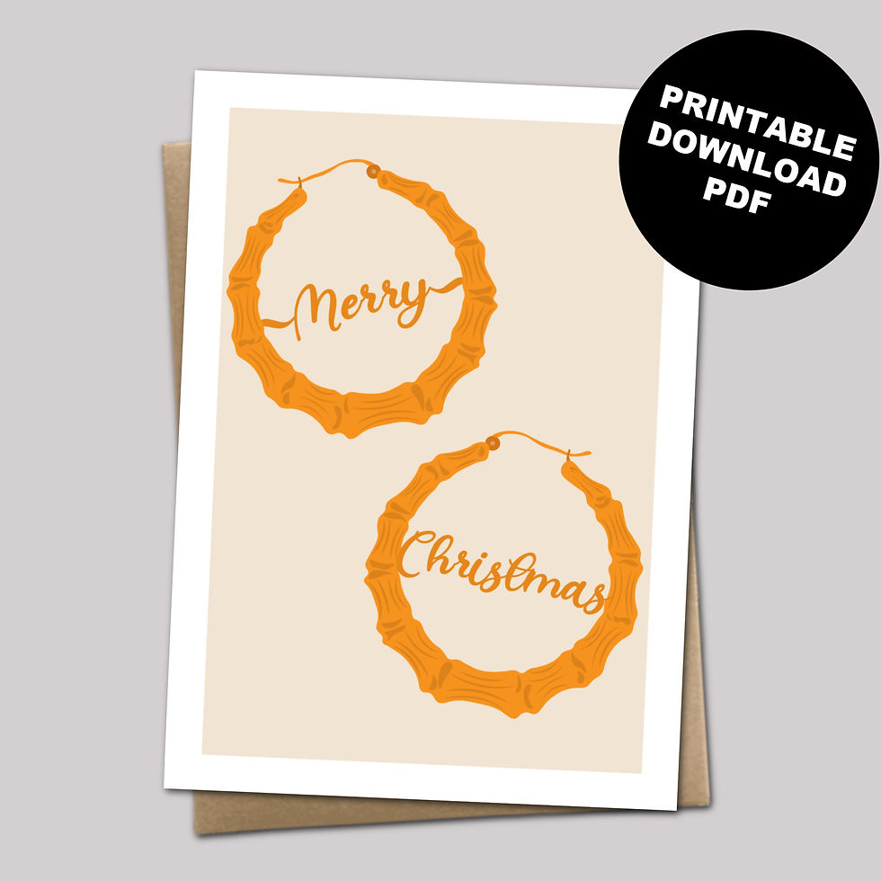 Merry Christmas Bamboo Earrings - PRINTABLE Greeting Card