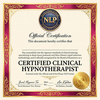 Official Certified Clinical Hypnotherapist diploma for mastering rapid hypnosis protocols and the Dave Elman induction.