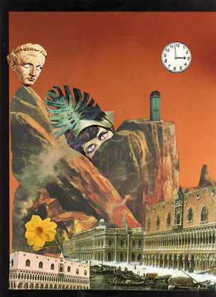 Colagem sobre página de revista.