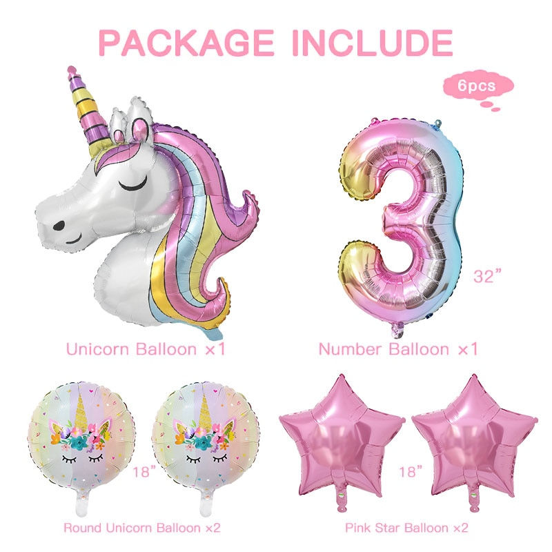 Thumbnail: Assortiment ballons Hélium licorne 