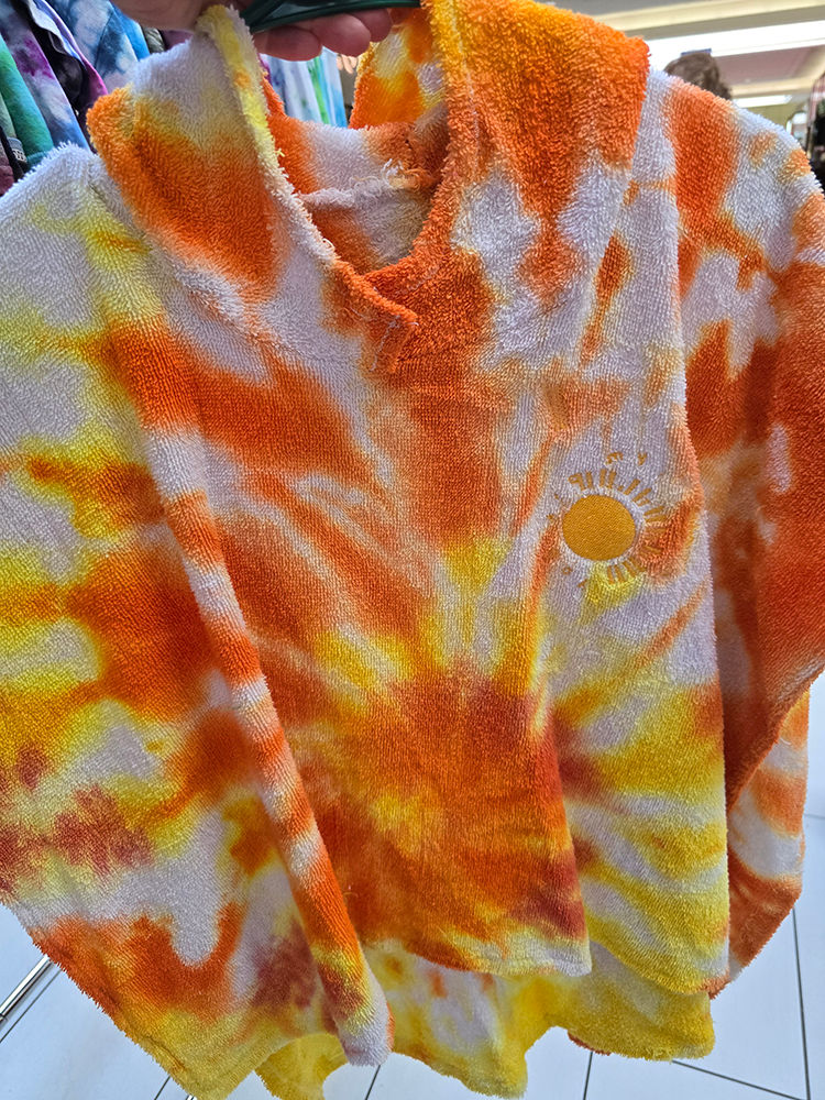 Embroidered Sunshine Swirl Tie Dye & Totally Dry Hooded Towel for Kids