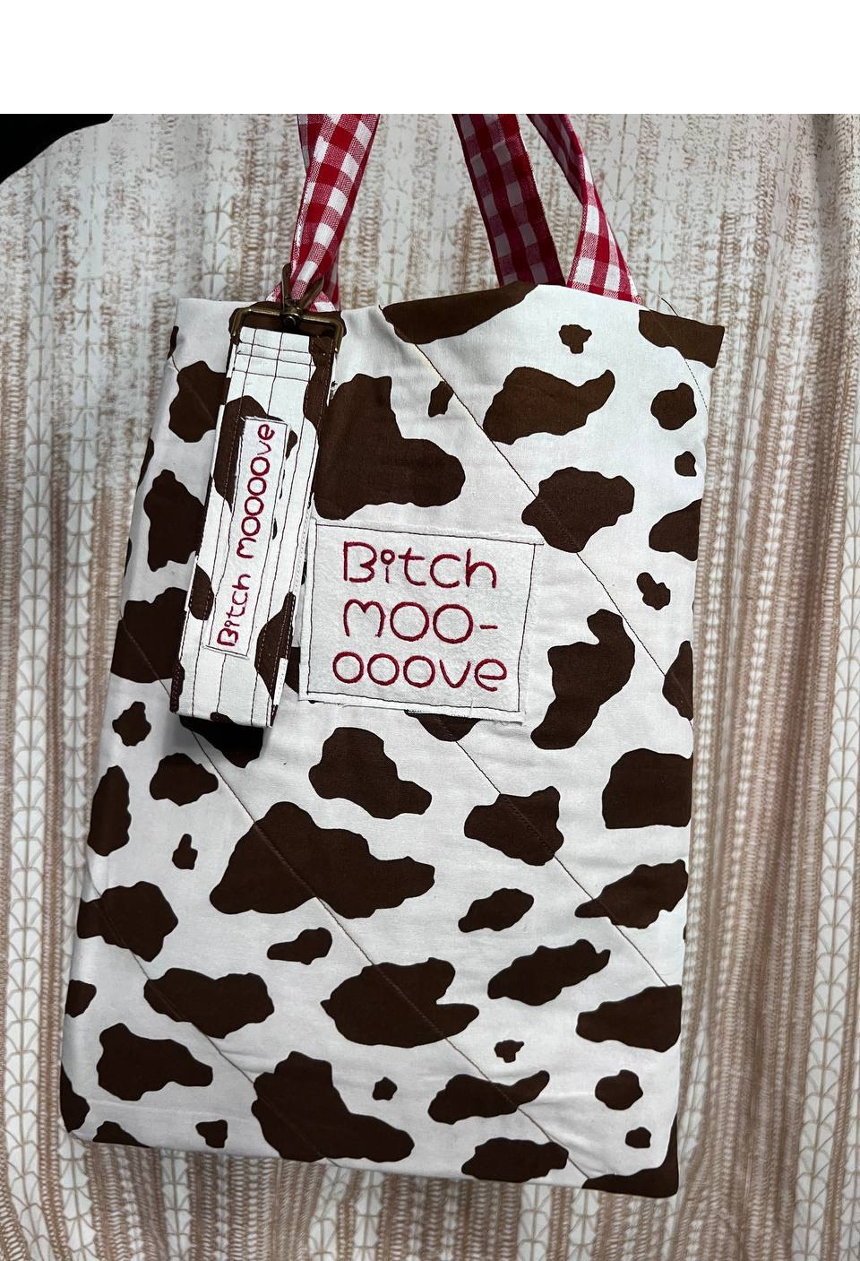 B*tch MOO-oove Embroidered Tote and Keychain Set