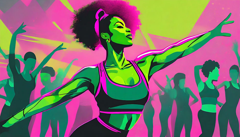 Firefly CUTE NEON PINK NEON GREEN VIBRANT COLORED CULTURALLY DIVERSE FITNESS DANCE CLASS B