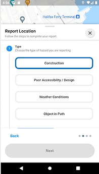 SafePath app showing a range of types of entries
