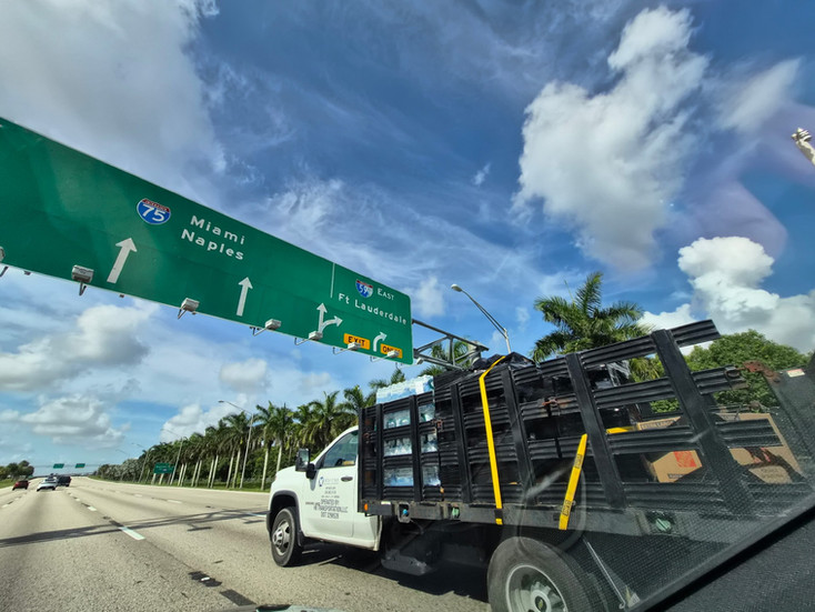 Truck transporting donated relief supplies collected by William R. Nash employee-owners