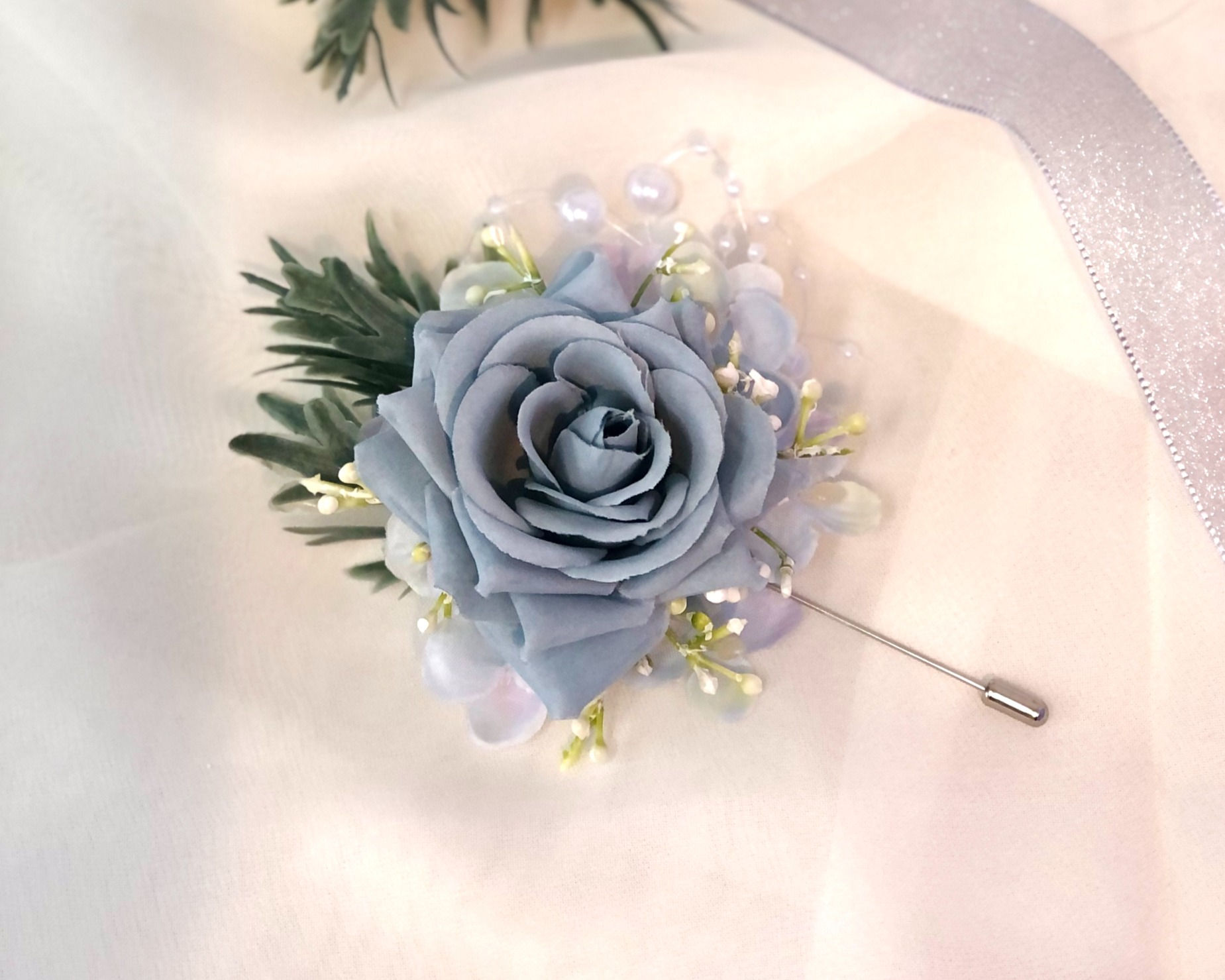 Light Blue Boutonniere (artificial)