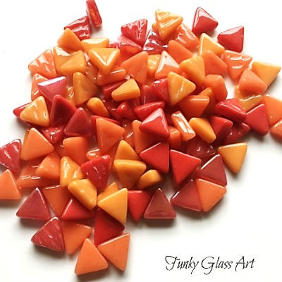Glass Triangles 10mm - On Fire Mix