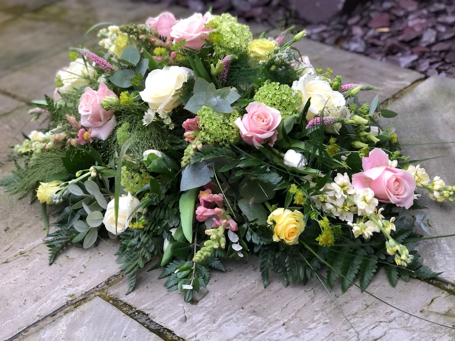 Green, Pink and Lemon Coffin Spray