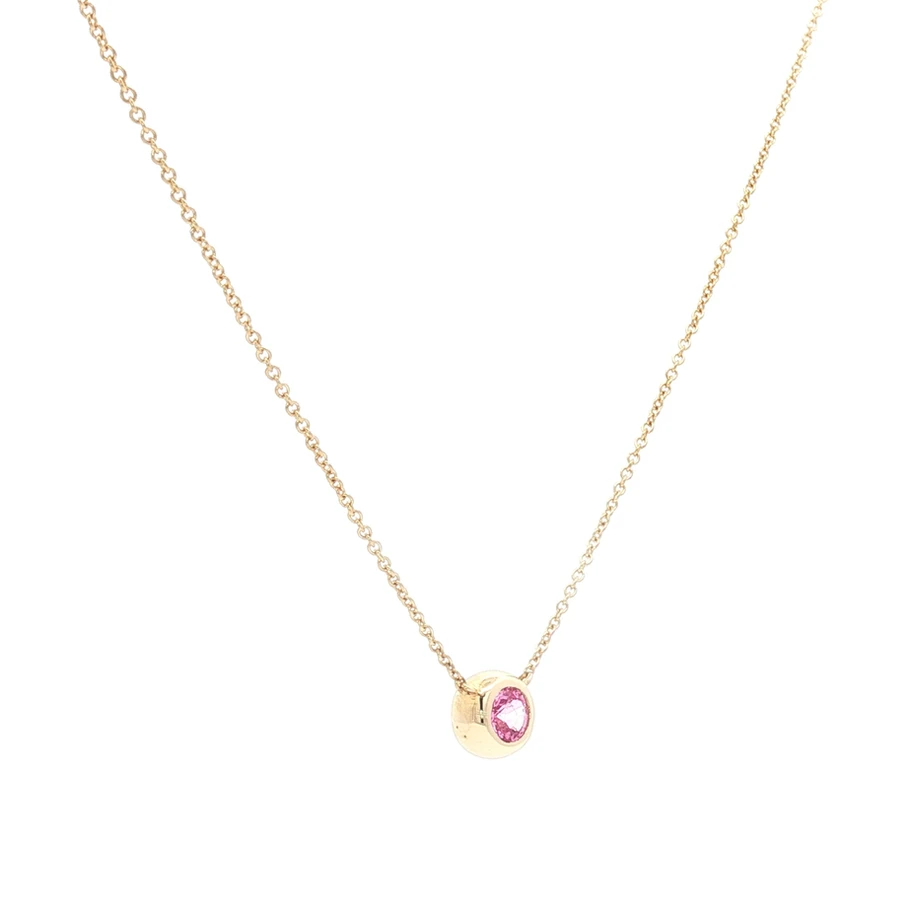 Collar de oro con diamante rosa brillante, elegante. Boué Joyeros.