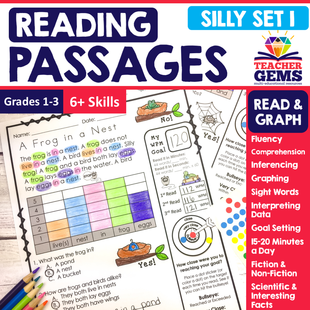 Reading Passages | Read and Graph | Silly Set 1