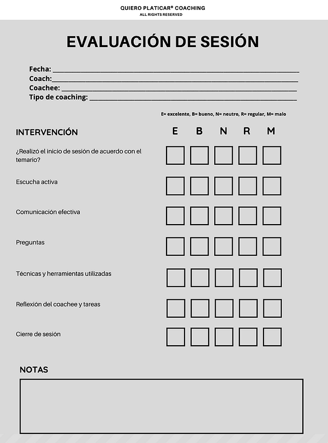 Formato de evaluación de sesiones de coaching