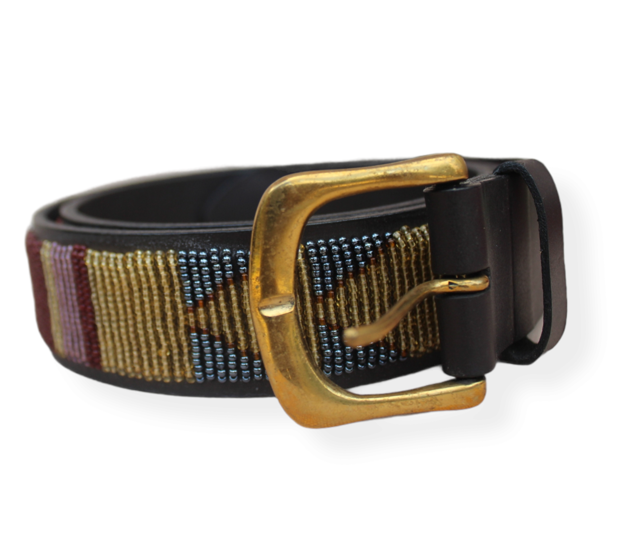 Beaded Leather Belt