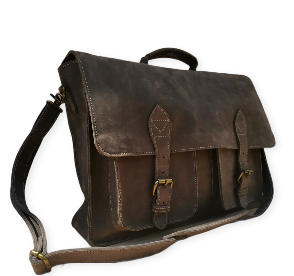 Thumbnail: Cool Grey Leather Laptop Bag