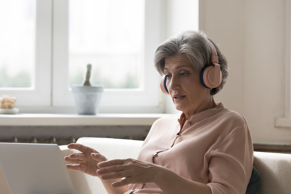 Therapy client in a telehealth session