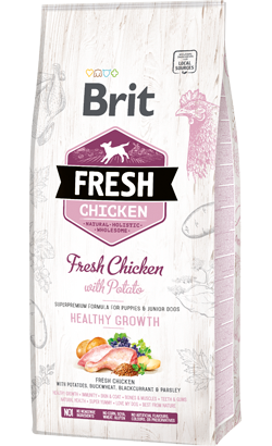 Ração para cães Brit Fresh Dog Puppy Healthy Growth with Chicken & Potato 12 Kg