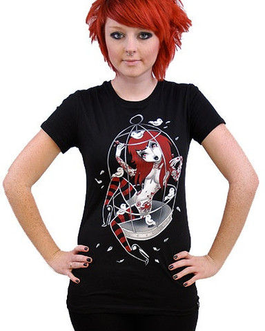 Bird cage Girl ladies T-shirt