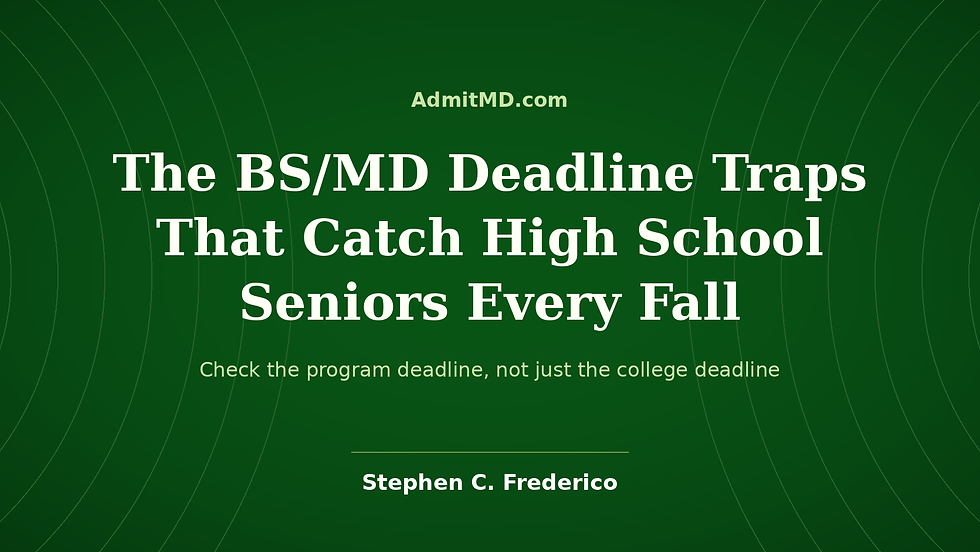 The BS/MD Deadline Traps That Catch High School Seniors Every Fall