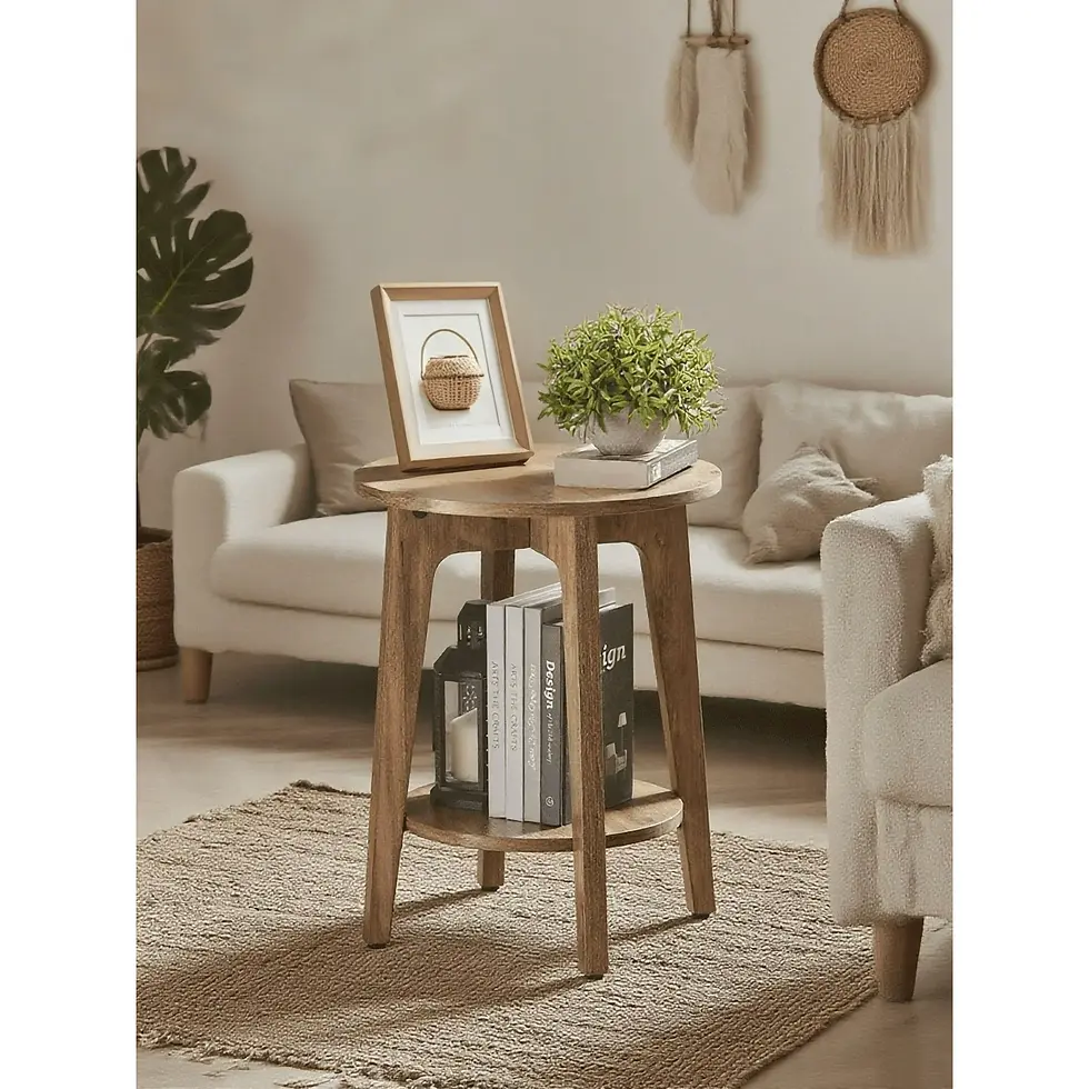 Thumbnail: Round End Table Farmhouse Small Side Table Living Room Corner Table Drink Table