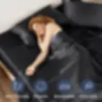 Thumbnail: Seasonwood King Sheets,Black Silk Bed Sheets Set with 2 Pillowcase