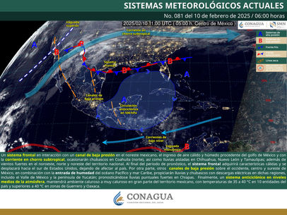 Continúa el calor en el Estado con probabilidad de chubascos este lunes 10 de febrero de 2025