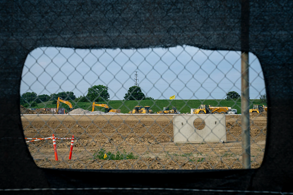 Construction equipment dots the landscape in Lewis Center, Ohio, where the COL5 will be a 480,000-square-foot data center.