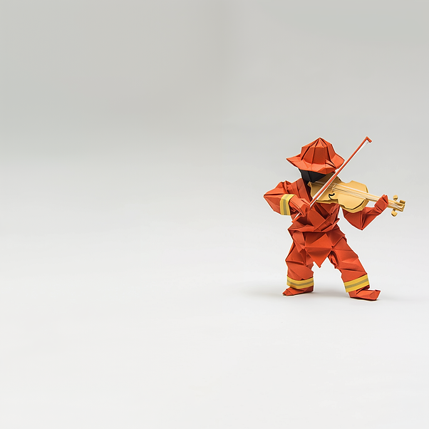 sylvaincome_close_up_origami_of_a_firefighter_playing_violin__w_3e245d62-5b1f-4cff-a719-e1